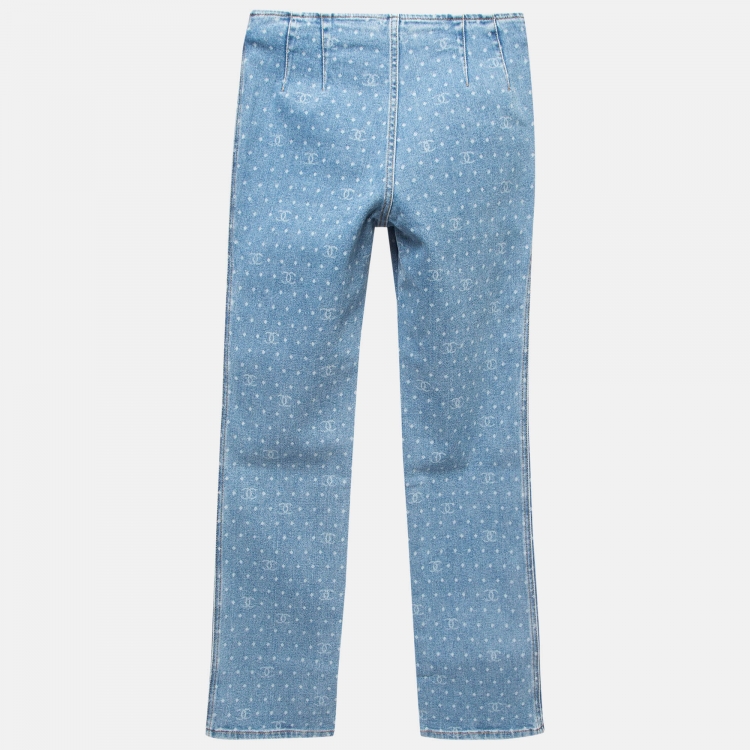Chanel Blue CC Pattern Denim Jeans S Waist 28