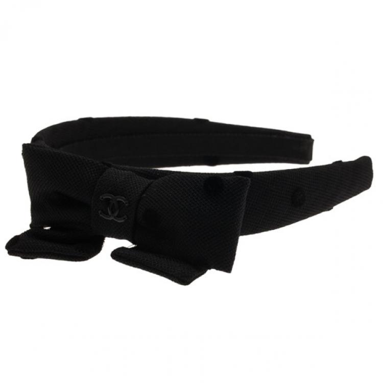 Pre Owned Chanel CC Black Bow Headband
