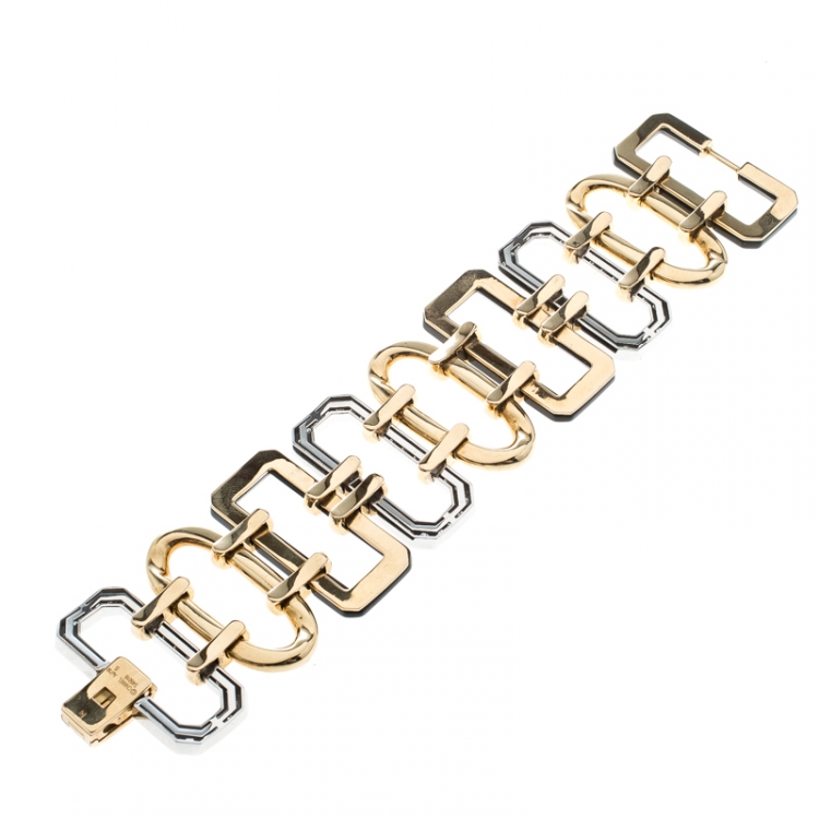 Pre Owned Chanel Première Diamond Onyx & 18K Yellow Gold Chain Link Bracelet