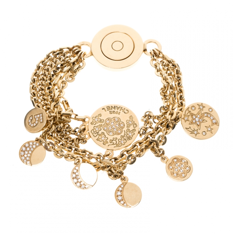 Chanel Gold & Pink Leather Chain 'CC' Bangle Q6J0IQ17DB045 | WGACA