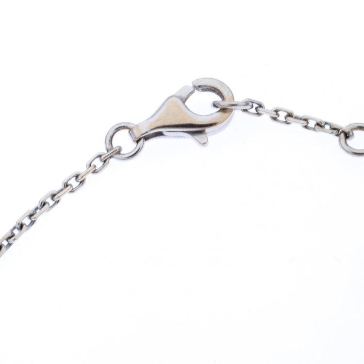 Pre Owned  Chanel Camélia Sculpté Onyx Inlay Diamond 18k White Gold Bracelet 