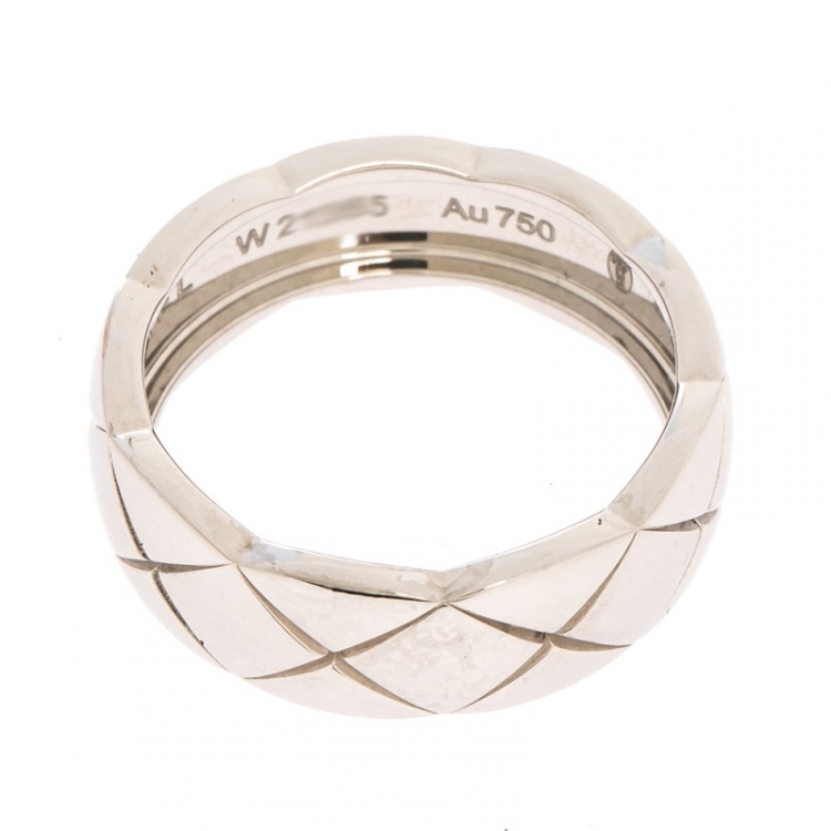 Pre Owned Chanel Coco Crush 18K White Gold Band Ring Size 55