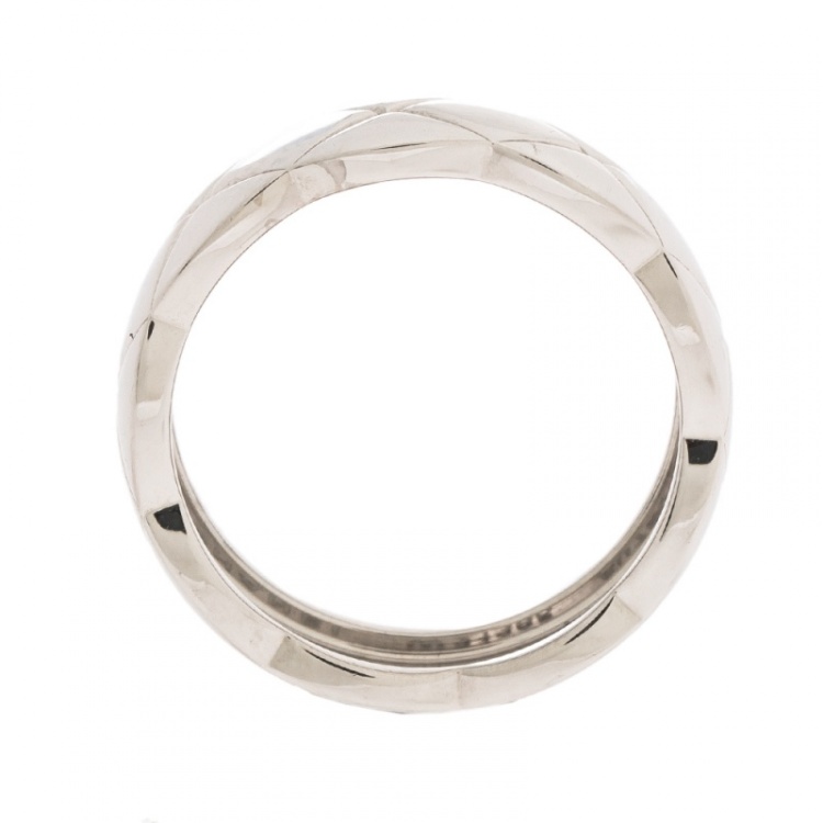 Pre Owned Chanel Coco Crush 18K White Gold Band Ring Size 55