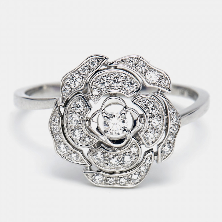 chanel diamond camellia ring
