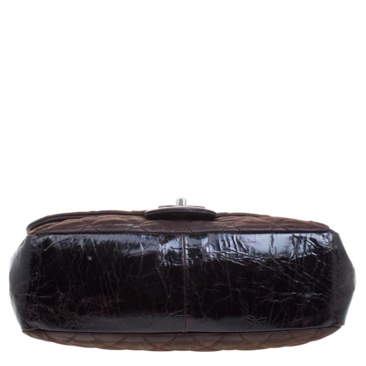 Pre Owned Chanel Choco Brown Iridescent Leather Classic Flap Bag