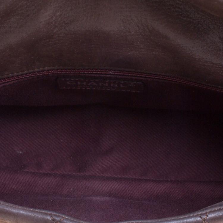 Pre Owned Chanel Choco Brown Iridescent Leather Classic Flap Bag