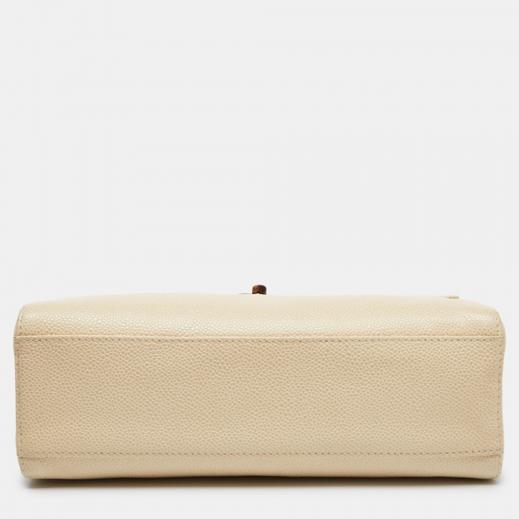 Pre Owned Chanel Ivory Caviar Leather Vintage Kelly Bag