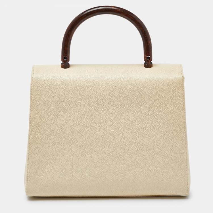 Pre Owned Chanel Ivory Caviar Leather Vintage Kelly Bag