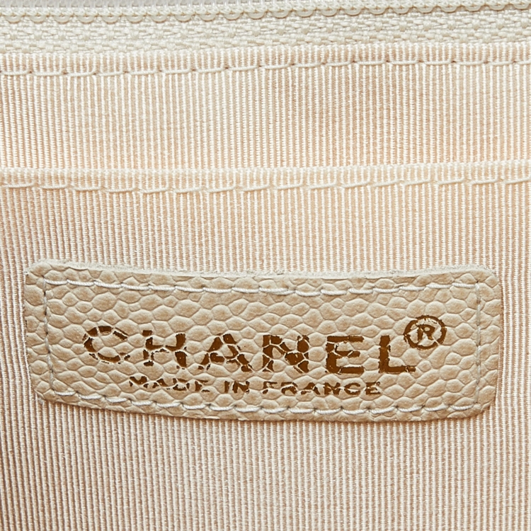 Pre Owned Chanel Ivory Caviar Leather Vintage Kelly Bag
