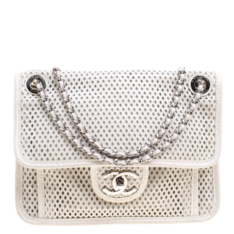 Chanel Off White Perforated Leather Up in the Air Classic Flap Bag Chanel |  The Luxury Closet