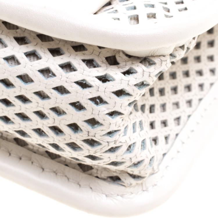 Pre Owned Chanel Off White Perforated Leather Up in the Air Classic Flap Bag