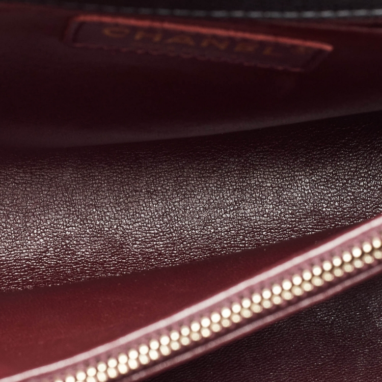 Pre Owned Chanel Black Quilted Caviar Leather and Lizard Embossed Small Coco Top Handle Bag