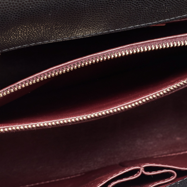 Pre Owned Chanel Black Quilted Caviar Leather and Lizard Embossed Small Coco Top Handle Bag