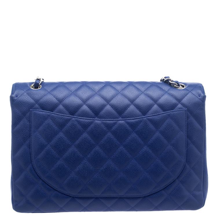 مملوكة مسبقًا Chanel Blue Quilted Caviar Leather Maxi Classic Single Flap Bag