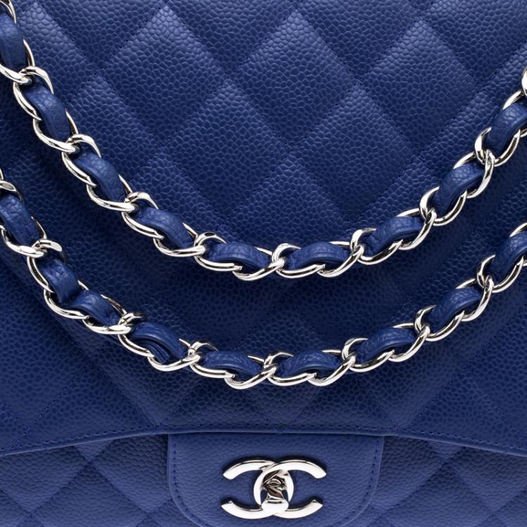 مملوكة مسبقًا Chanel Blue Quilted Caviar Leather Maxi Classic Single Flap Bag