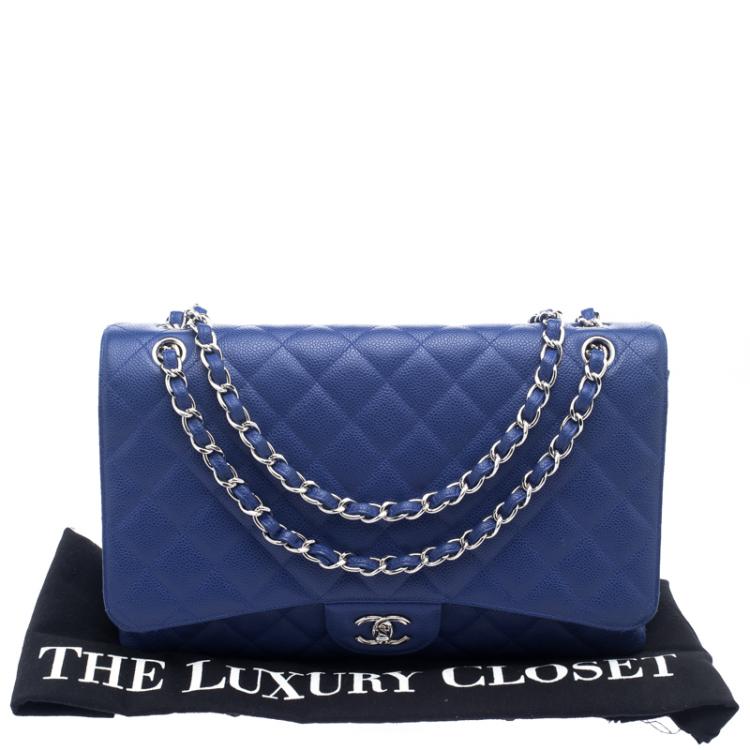 مملوكة مسبقًا Chanel Blue Quilted Caviar Leather Maxi Classic Single Flap Bag