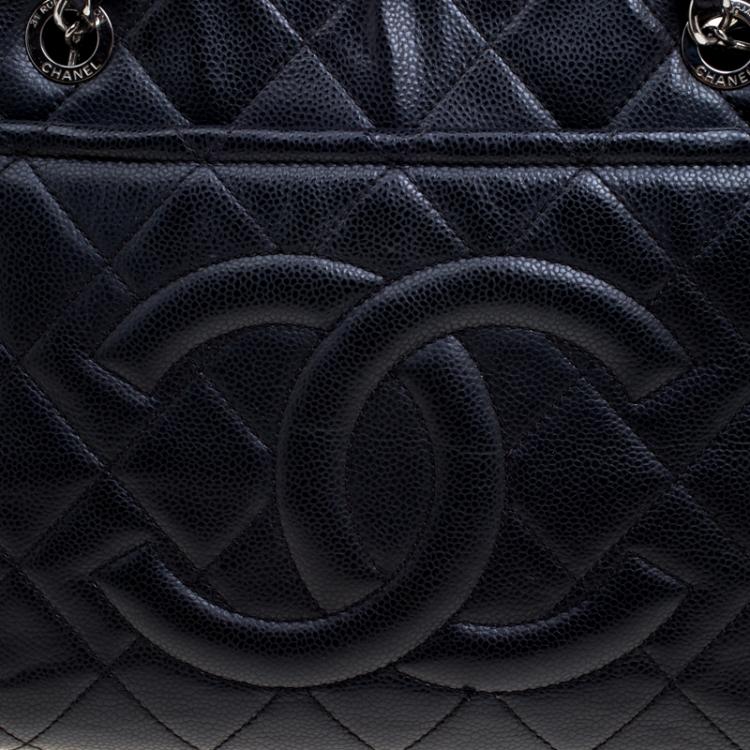 Pre Owned Chanel Black Quilted Caviar Leather CC Timeless Tote