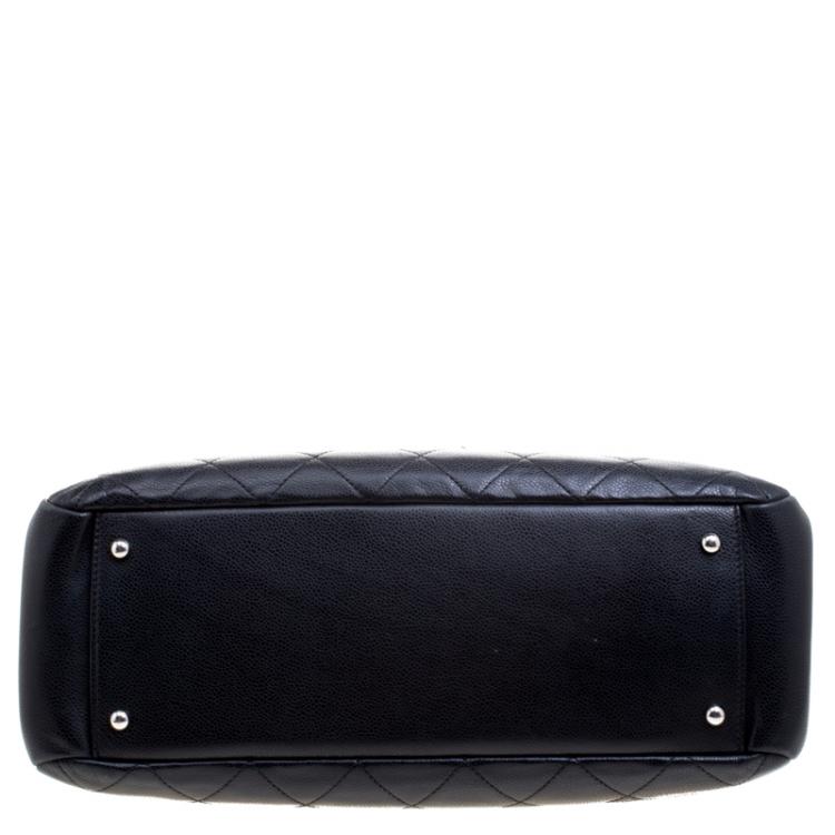 Pre Owned Chanel Black Quilted Caviar Leather CC Timeless Tote