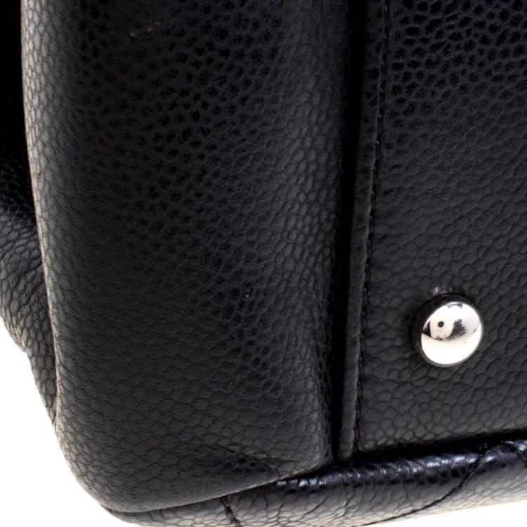 Pre Owned Chanel Black Quilted Caviar Leather CC Timeless Tote