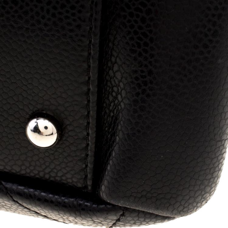 Pre Owned Chanel Black Quilted Caviar Leather CC Timeless Tote
