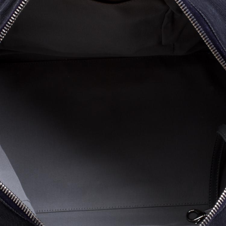 Pre Owned Chanel Navy Blue Quilted Denim CC Bowling Bag