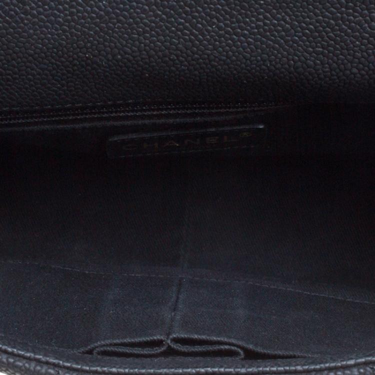 Pre Owned Chanel Matte Black Quilted Leather Classic Flap Top Handle Bag