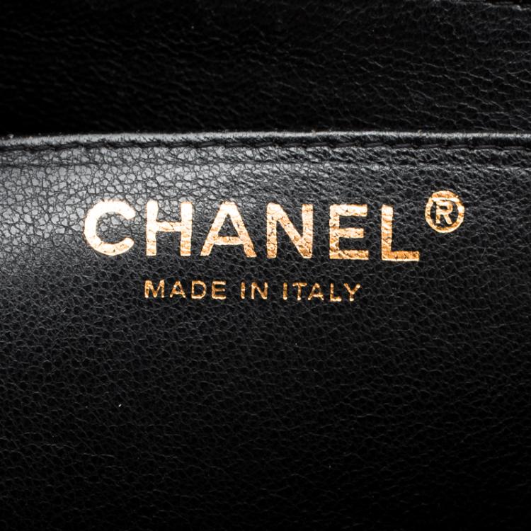 Pre Owned Chanel Black Quilted Caviar Leather Maxi Classic Single Flap Bag