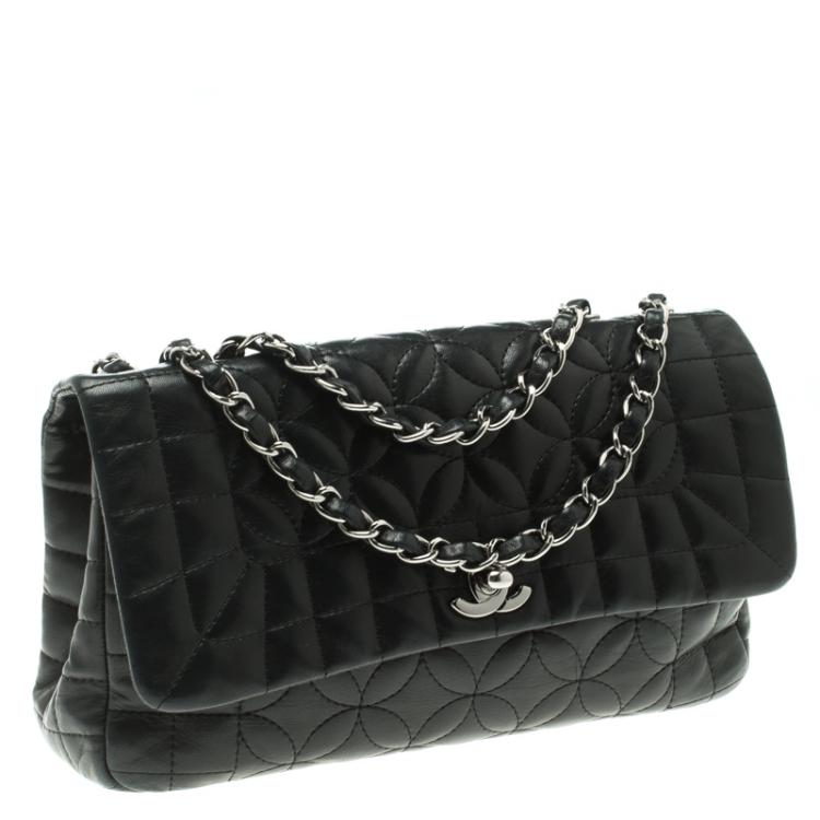 Pre Owned Chanel Black Embossed Leather Small Classic Flap Bag