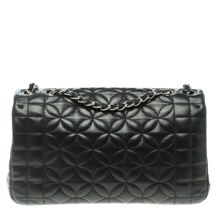 Pre Owned Chanel Black Embossed Leather Small Classic Flap Bag
