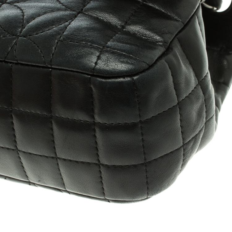 Pre Owned Chanel Black Embossed Leather Small Classic Flap Bag