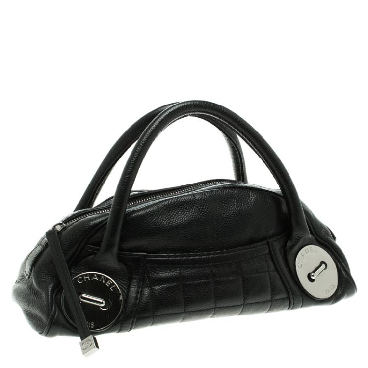 Pre Owned Chanel Black Caviar Leather Mini Bowling Bag
