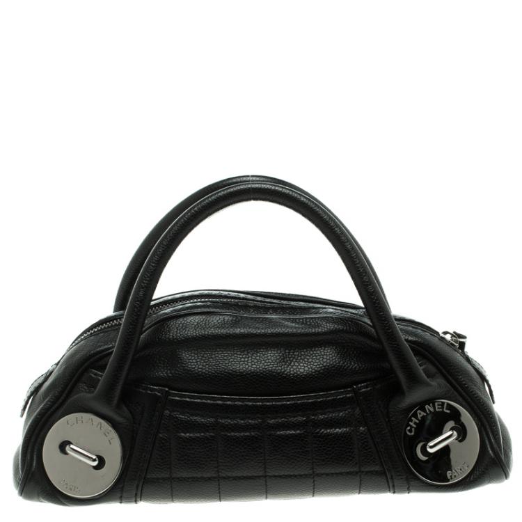 Pre Owned Chanel Black Caviar Leather Mini Bowling Bag