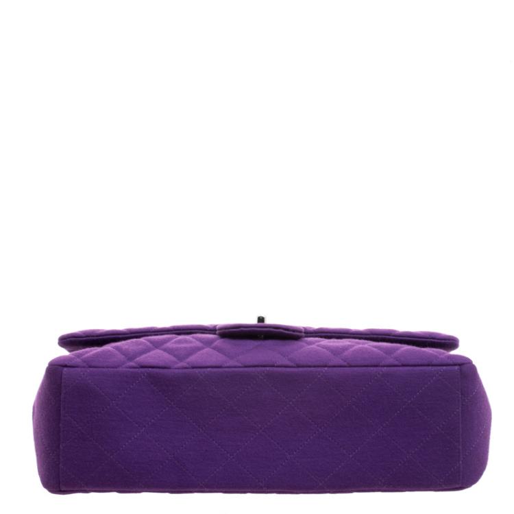 Pre Owned Chanel Purple Quilted Jersey Maxi Classic Single Flap Bag