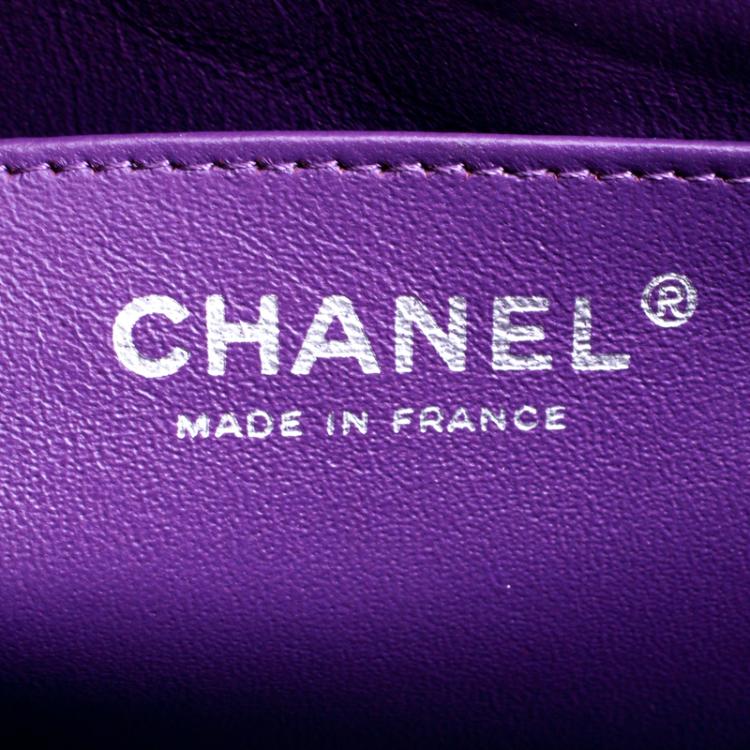 Pre Owned Chanel Purple Quilted Jersey Maxi Classic Single Flap Bag