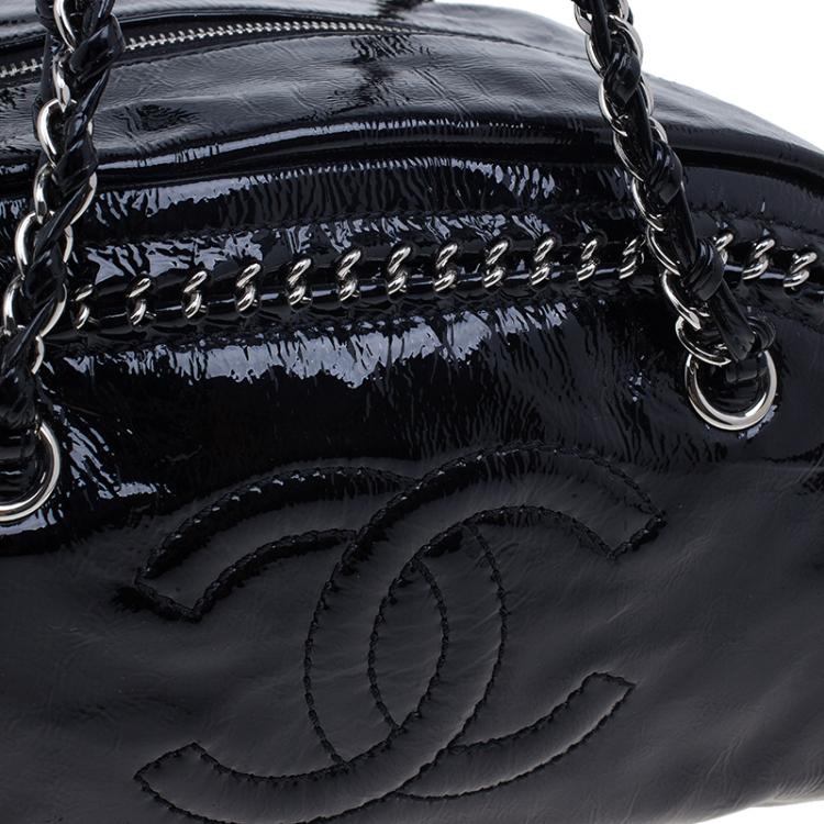 مملوكة مسبقًا Chanel Black Patent Leather Large Chains CC Tote