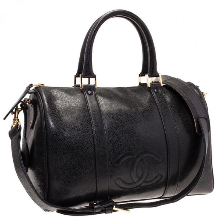 Pre Owned Chanel Black Caviar Vintage Boston Bag