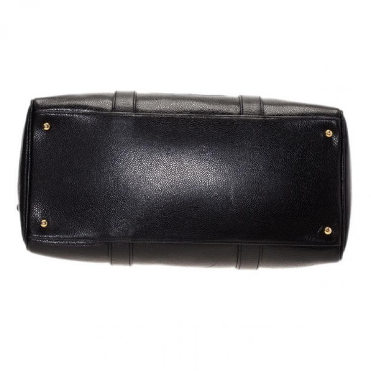 Pre Owned Chanel Black Caviar Vintage Boston Bag