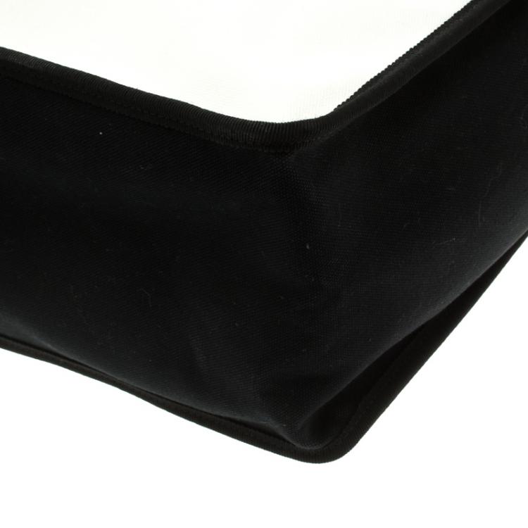 Pre Owned Chanel White/Black Canvas Ladies First Shopper Tote