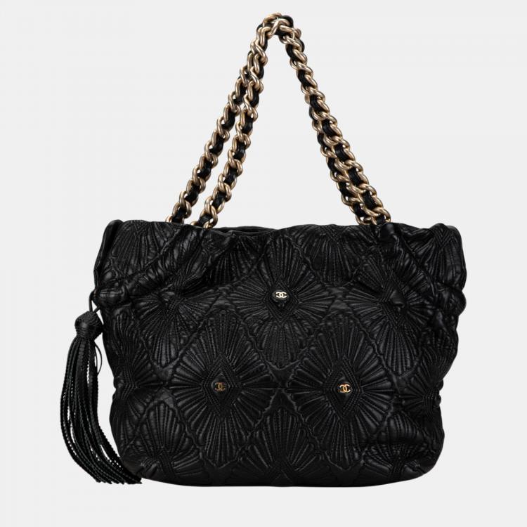 Chanel Black Small Quilted Calfskin Ca D'Oro Tote