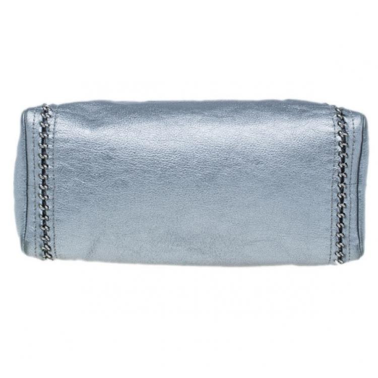 Pre Owned Chanel Luxe Ligne Silver Leather Chain Trim Large Bowler Boston Duffel Bag