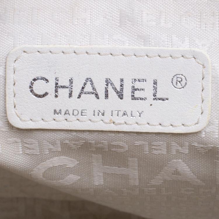 Pre Owned Chanel Cream Fabric and Leather Bowling Bag