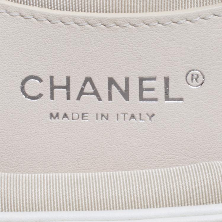 Pre Owned Chanel Black/White Canebiers Leather Medium Just Mademoiselle Bowling Bag
