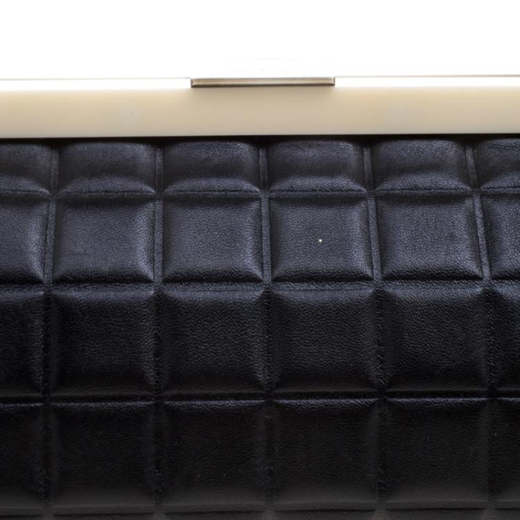 Pre Owned Chanel Black Chocolate Bar Leather Frame Bag