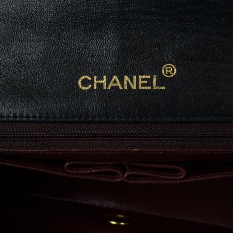 Pre Owned Chanel Black Lambskin Single Flap Shoulder Bag