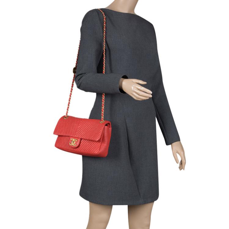 Red Chanel CC Timeless Lambskin Leather Single Flap Bag – Designer Revival