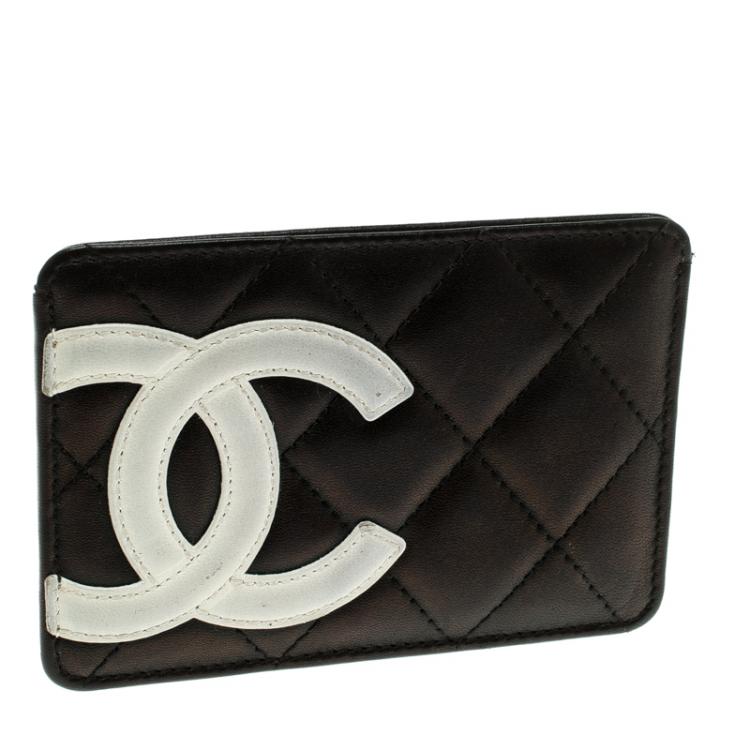 Pre Owned Chanel Black Quilted Cambon Ligne Leather Card Holder