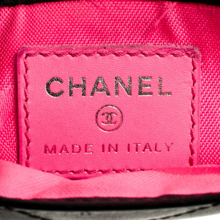 Pre Owned Chanel Black Quilted Cambon Ligne Leather Card Holder