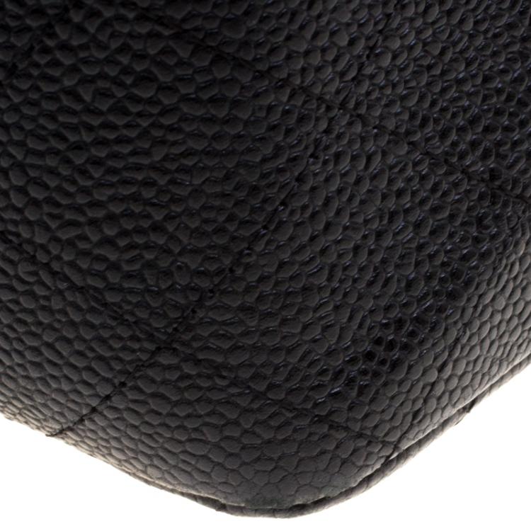 Pre Owned Chanel Black Quilted Caviar Leather Jumbo Classic Single Flap Bag