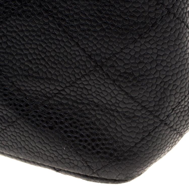 Pre Owned Chanel Black Quilted Caviar Leather Jumbo Classic Single Flap Bag