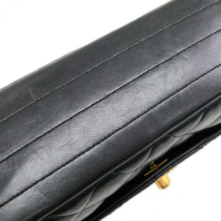 Pre Owned Chanel Black Lambskin Single Flap Bag Shoulder Bag